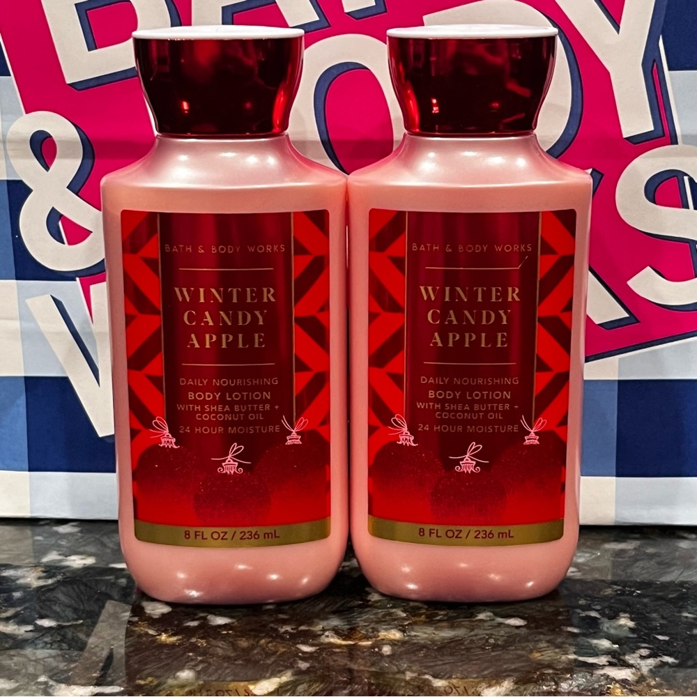New Winter Candy Apple bath & body works body lotion 8oz (set of 2)